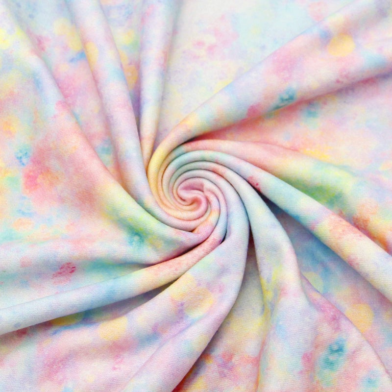 David Angie Tie Dye Printed Double Brushed Polyester Fabric Soft Smooth 4 Way Stretch Knit Fabric by The Yard for Dress Sewing (Colorful) - Image 1